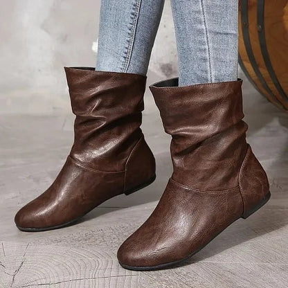 Bottes Cuir Féminines Élégantes avec Semelle Antidérapante