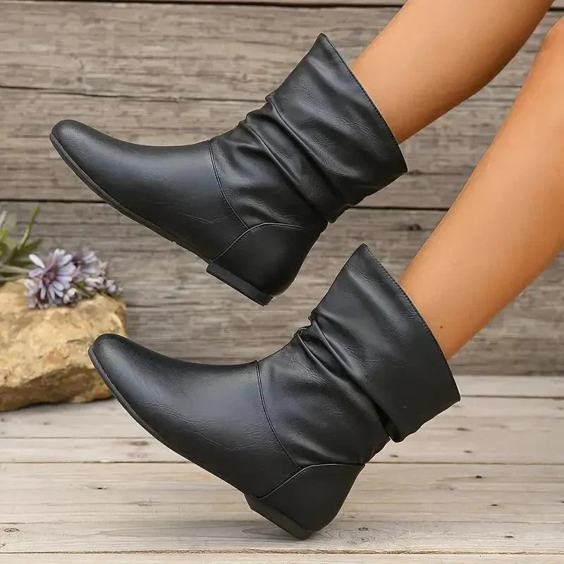 Bottes Cuir Féminines Élégantes avec Semelle Antidérapante