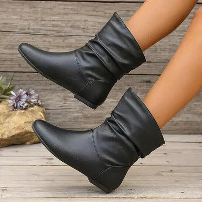 Bottes Cuir Féminines Élégantes avec Semelle Antidérapante