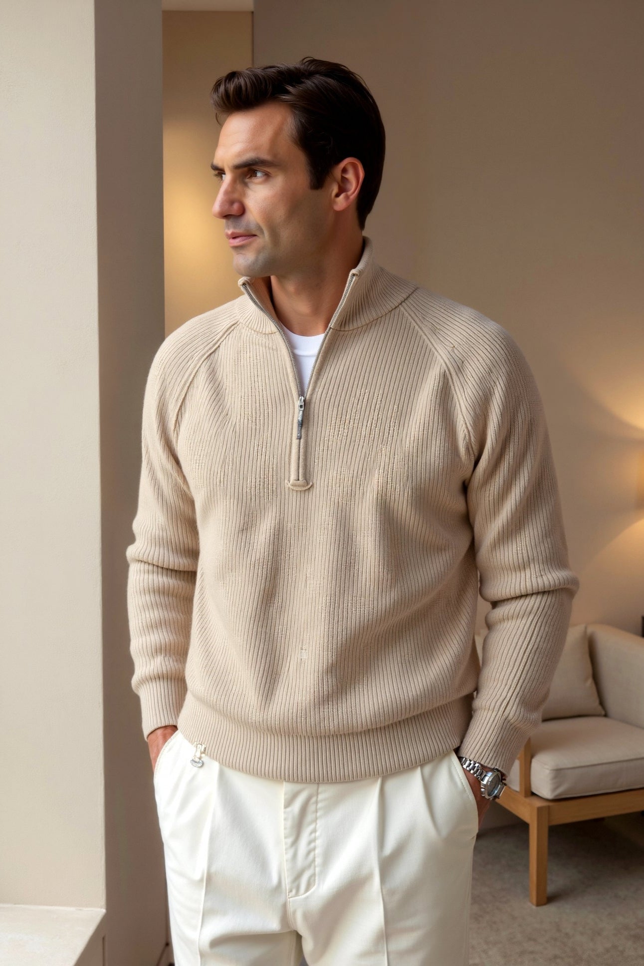 Pull à Capuchon Zippé Confortable et Élégant