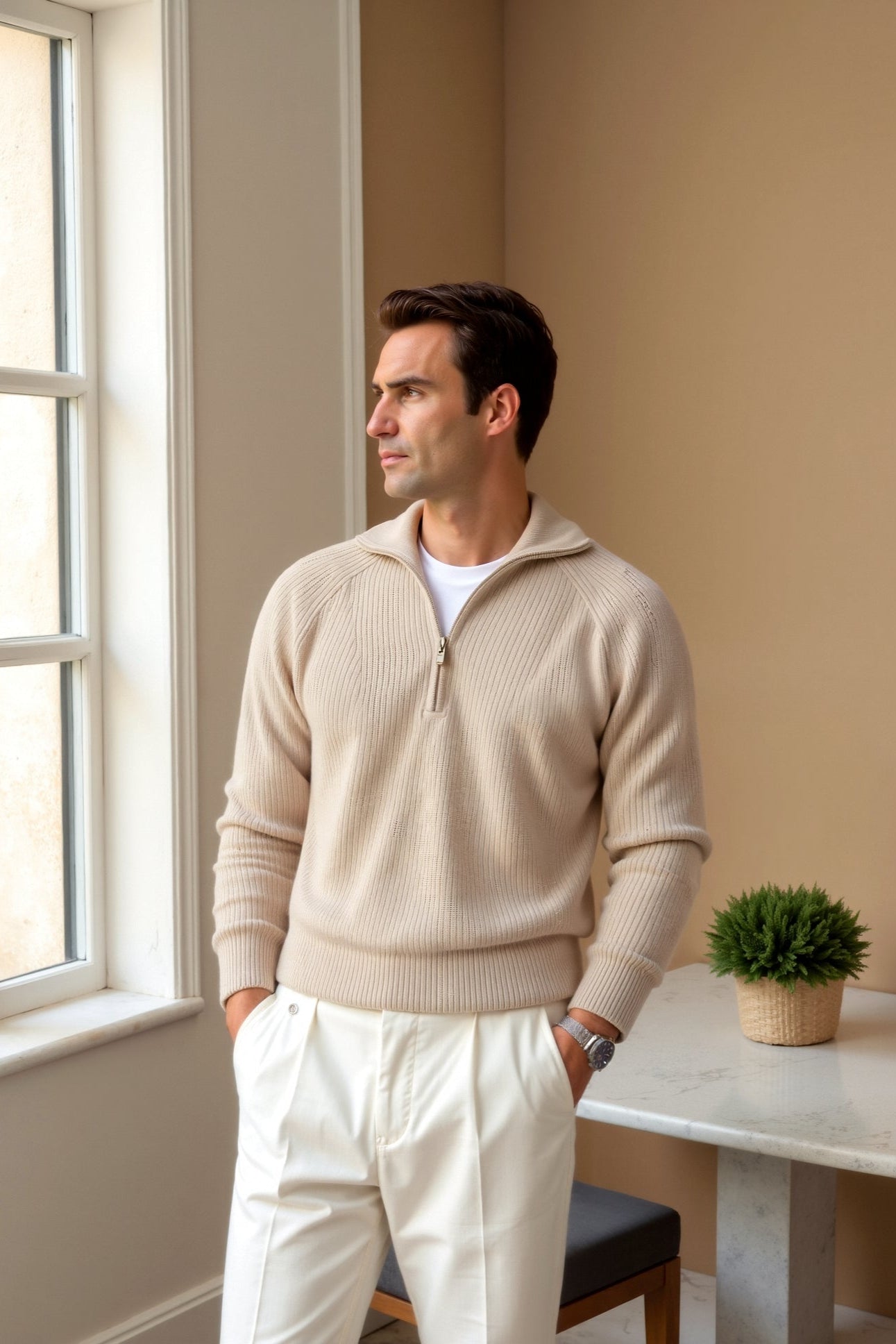 Pull à Capuchon Zippé Confortable et Élégant
