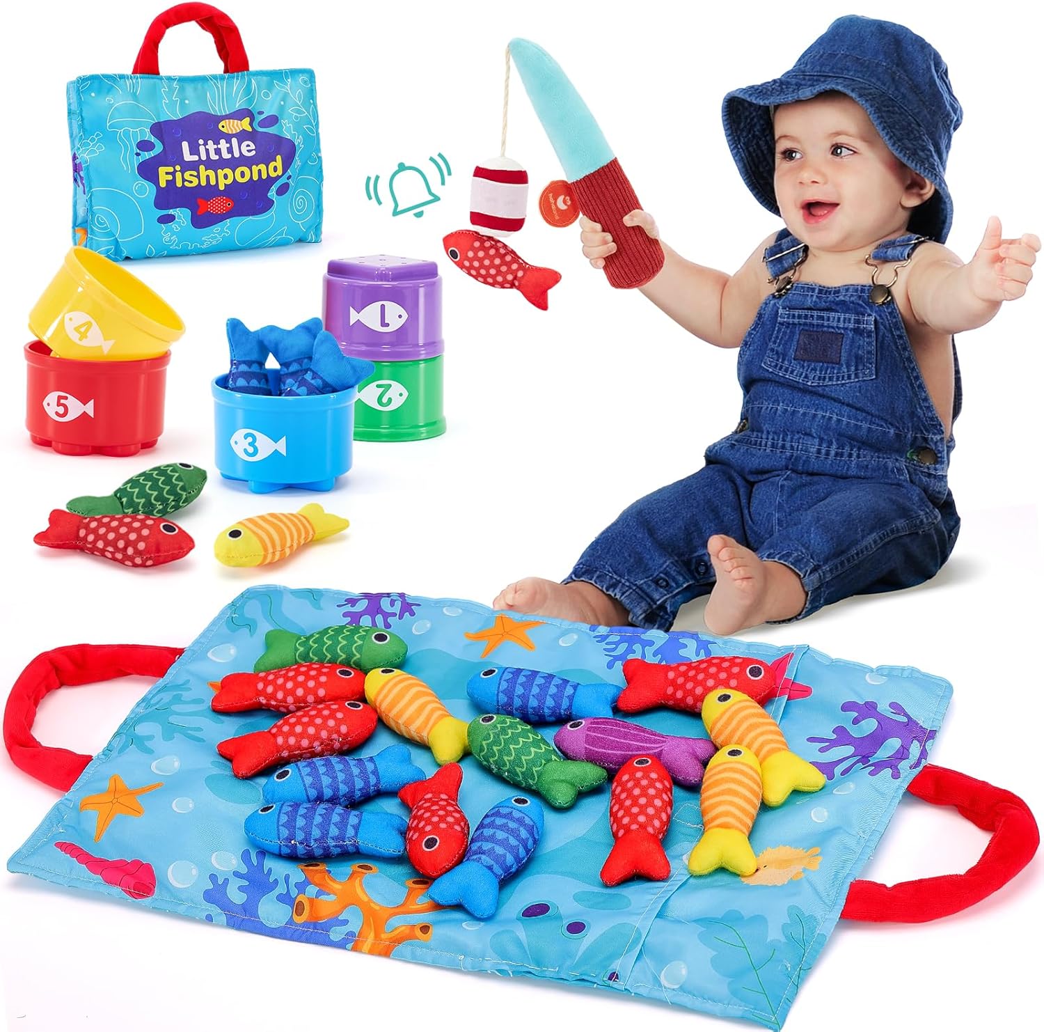 Jouet de pêche enfant avec poissons en plastique colorés - PanierRoyale