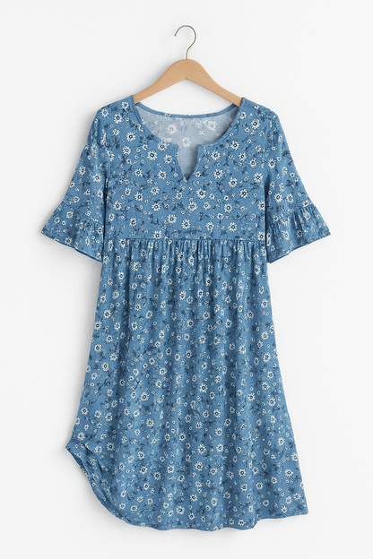 Robe Élégante Fleurie avec Décolleté Profond