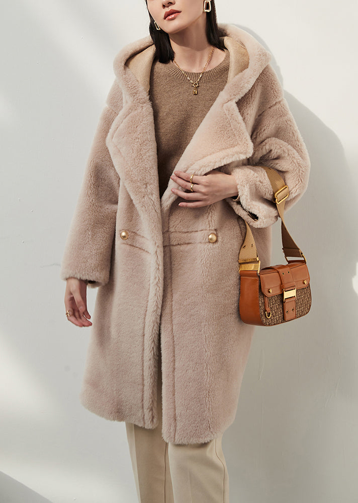 Manteau hiver épais en laine avec capuche et poches fermées - EasyApparels