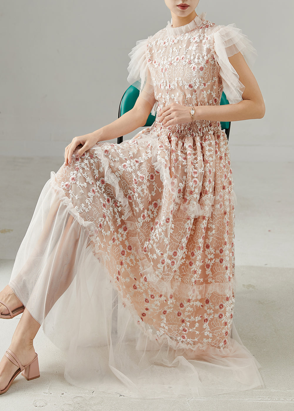 Robe été légère en tulle coloré midi - EasyApparels
