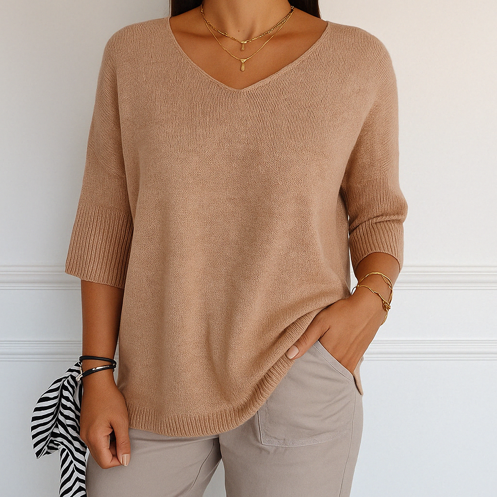 Pull Femme Col V Léger et Confortable