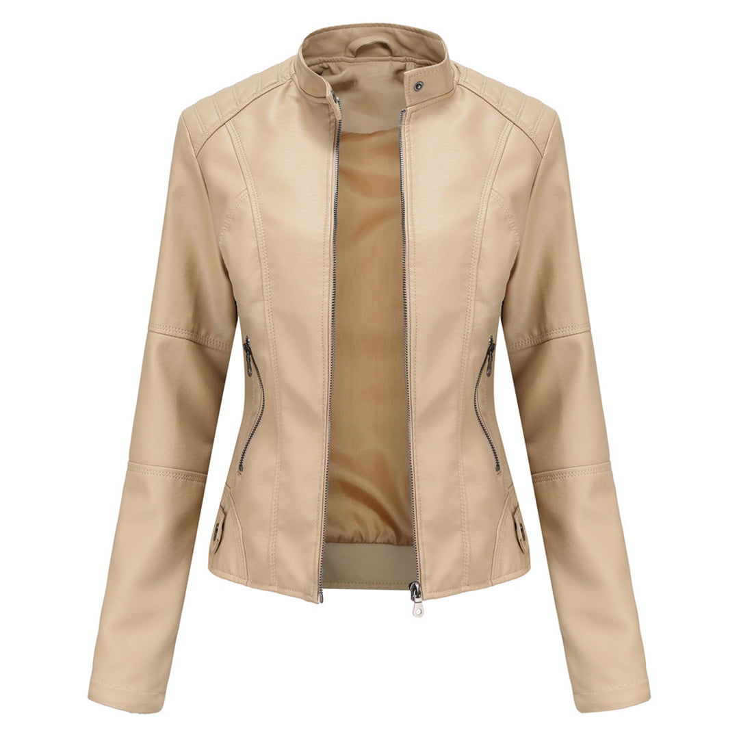 Blouson Femme Cuir Fermeture Éclair Avant