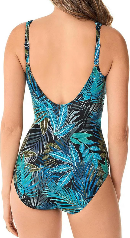 AquaChic™ – Maillot de Bain Femme 1 Pièce Élégant Confort et Style Végétal