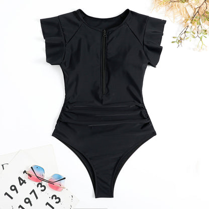 AquaChic™ – Maillot de Bain Femme 1 Pièce Élegant avec Manches Volantes