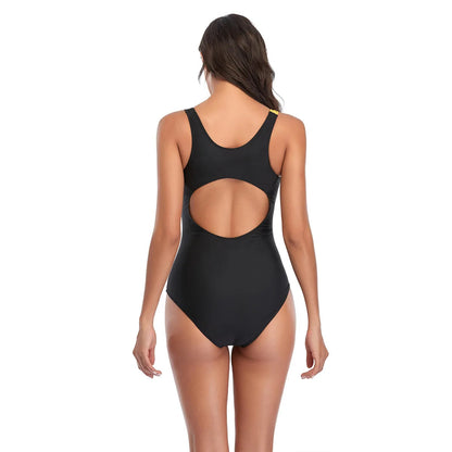 AquaChic™ – Maillot de Bain Une Pièce Sportif Élégant avec Découpe au Dos