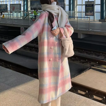 Manteau Long Élegant à Carreaux - vue 5
