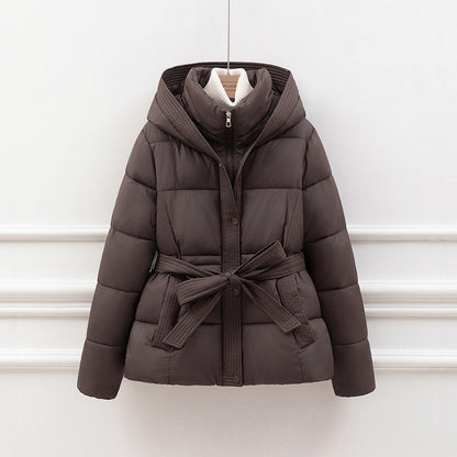 Manteau Femme Hiver Long Matelassé avec Ceinture Chaude