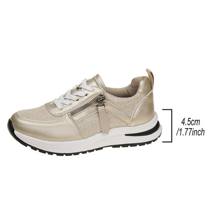 ArgenteChic™ – Baskets Femmes Confortables avec Détail Zippé et Semelles Rembourrées