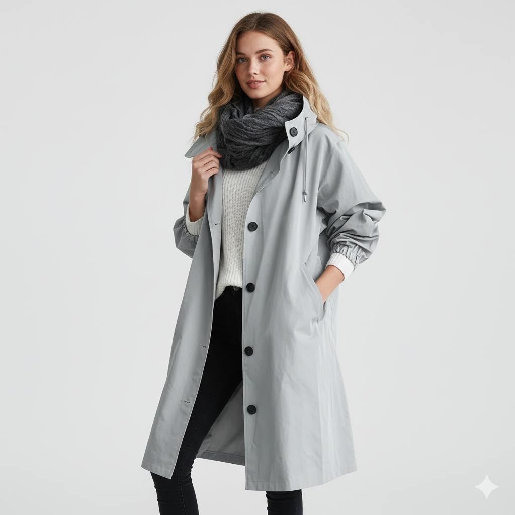 Manteau Femme Long Capuche Détente et Taille Relâchée