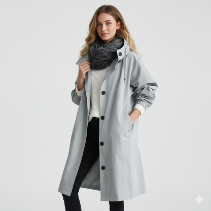 Manteau Femme Long Capuche Détente et Taille Relâchée