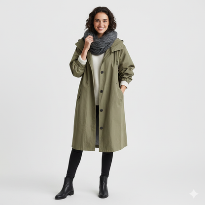 Manteau Femme Long Capuche Détente et Taille Relâchée