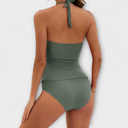 Maillot de bain une pièce Femme Col en V Halter Froncé