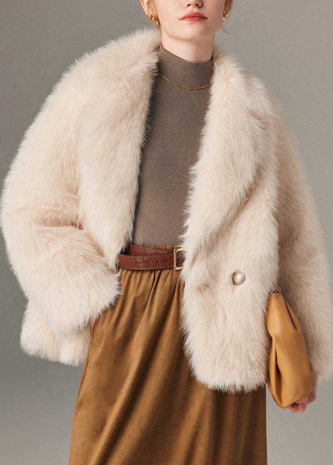 Chaud Manteau Hiver Cuir Fourrure Boutons - EasyApparels