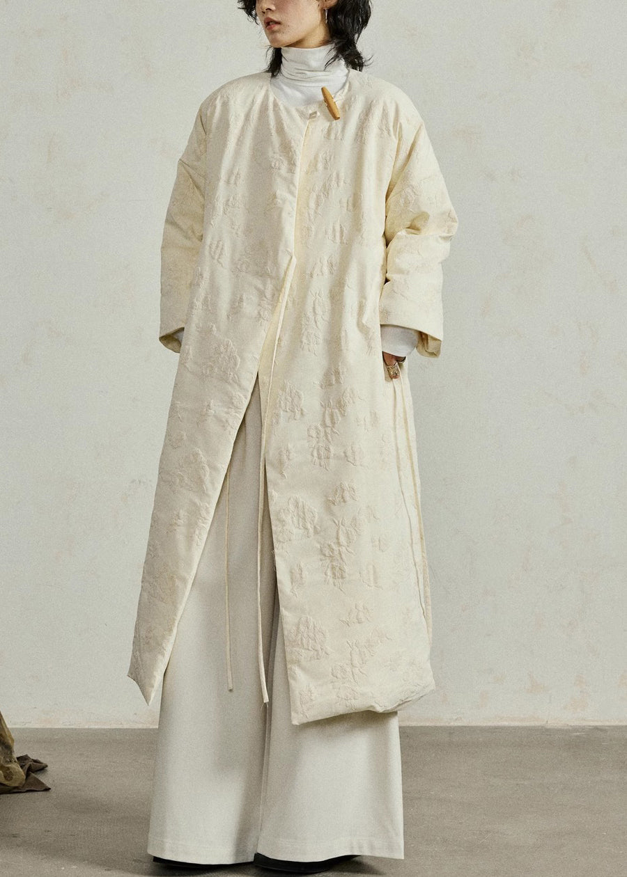 Doudoune hiver beige épaisse à capuchon et poches fermées - EasyApparels