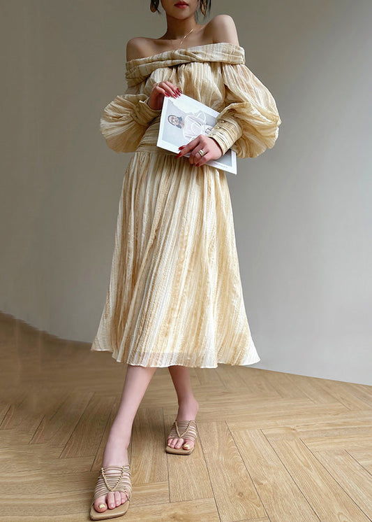 Beige Boat Neck Lantern Sleeve Open Front Jumpsuit Set - EasyApparels