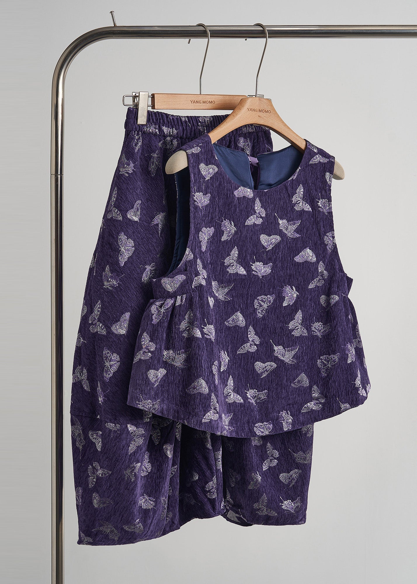 Velour Purple Butterfly Short Set - EasyApparels