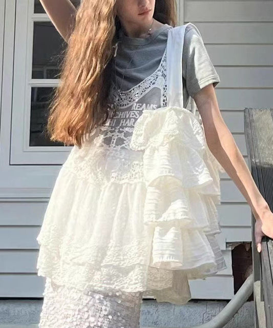 Sac à main coton blanc fleuri avec volants - EasyApparels