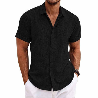 Polo Homme Manches Courtes Col V en Coton Doux
