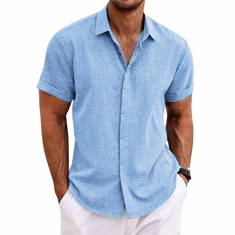 Polo Homme Manches Courtes Col V en Coton Doux