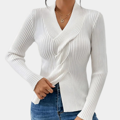 Pull Femme Col V Élégant et Tendance