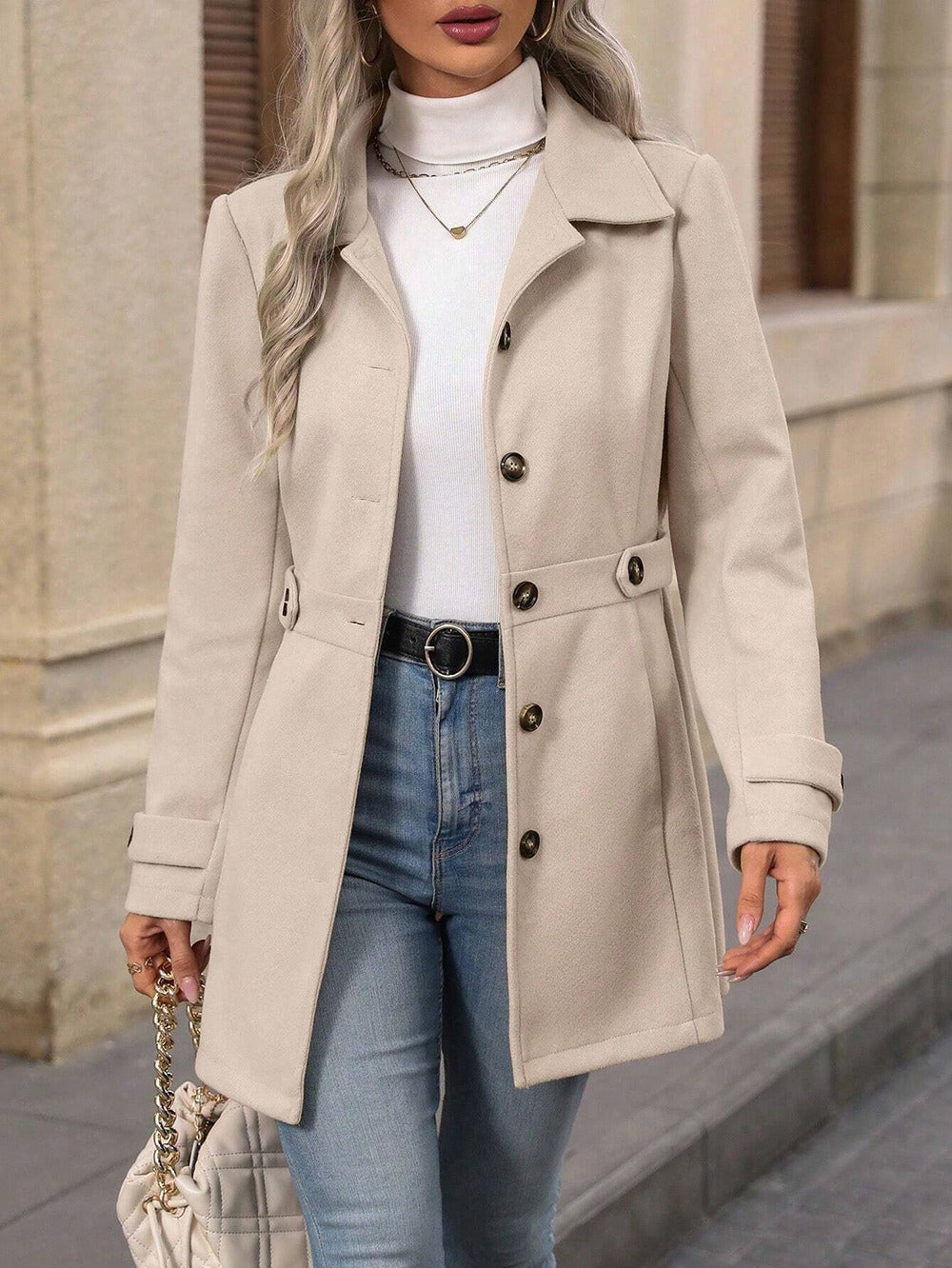 Trench Femme Ceinture Ajustable Coupe Droite