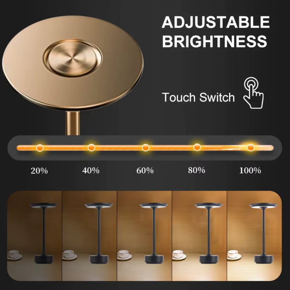 AuraLumi™ – Lampe de Table Sans Fil Éclairage Ajustable en Aluminium
