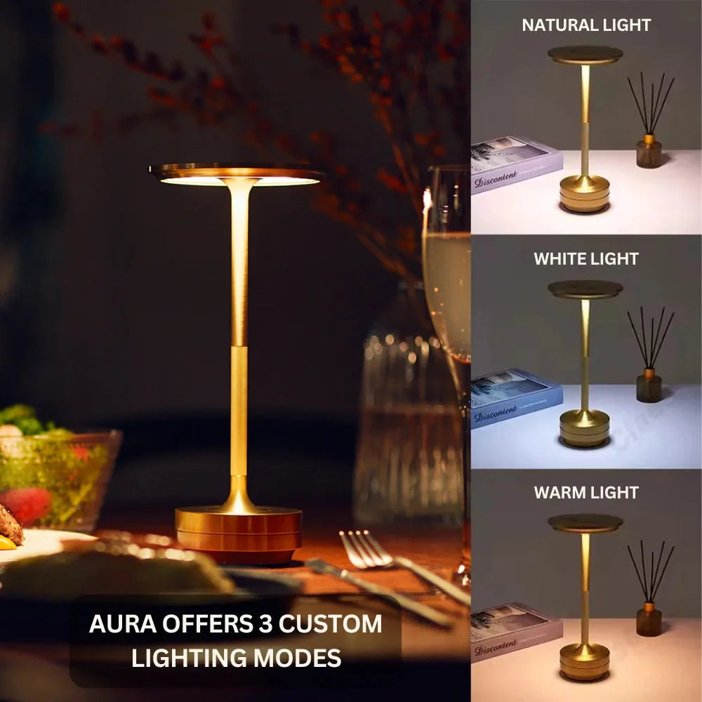 AuraLumi™ – Lampe de Table Sans Fil Éclairage Ajustable en Aluminium