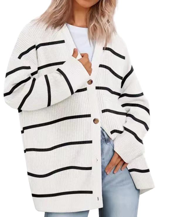 Cardigan Femme Col V Oversized Chic - PanierRoyale