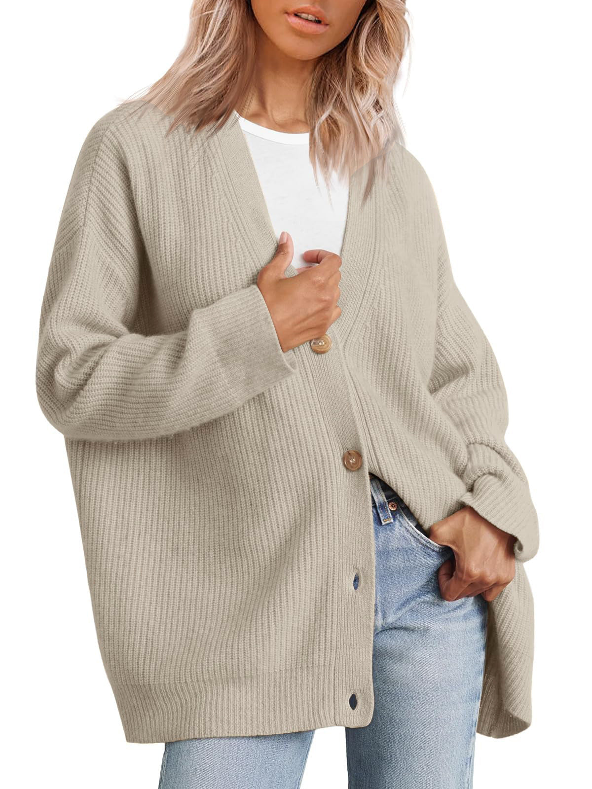 Cardigan Femme Col V Oversized Chic