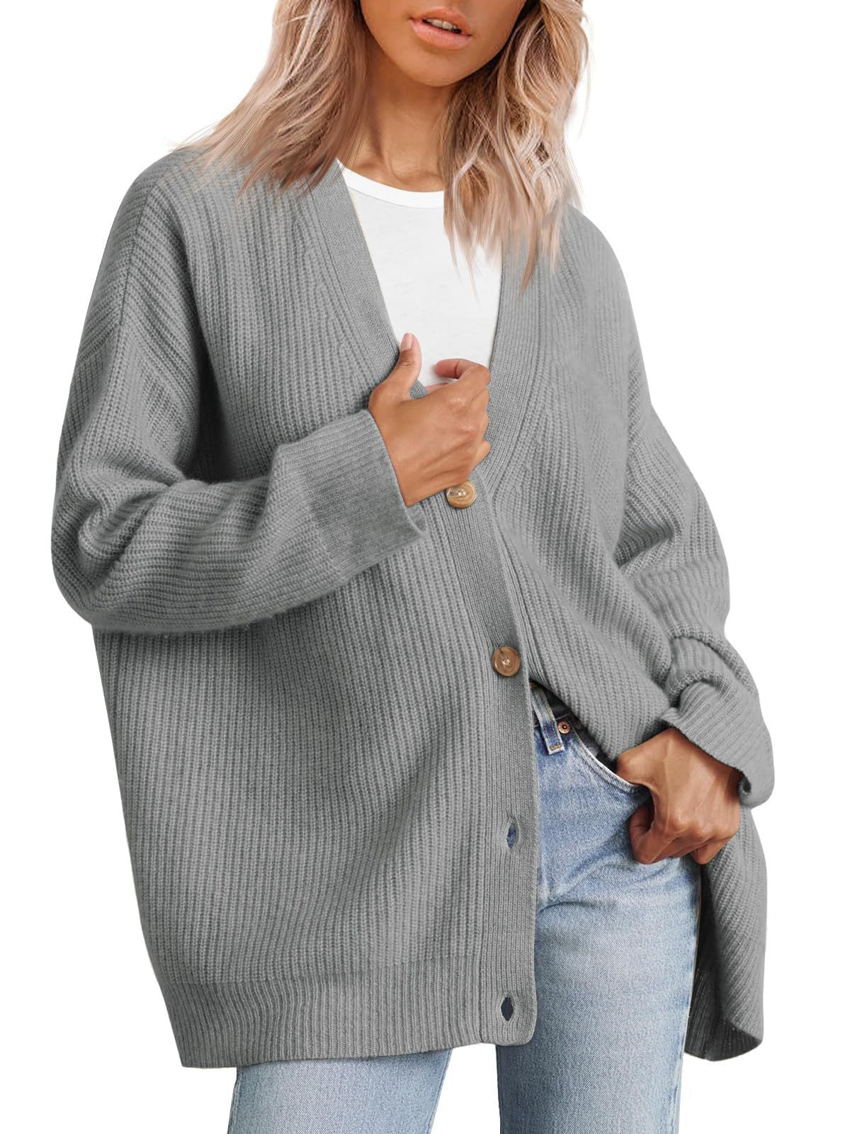 Cardigan Femme Col V Oversized Chic