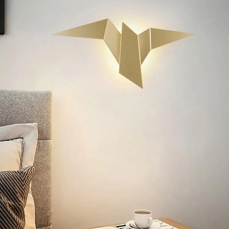 Lampe Murale LED Oiseau Design Noir et Or