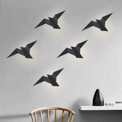Auriol™ – Applique Murale LED Design Oiseau Noir & Or en Aluminium