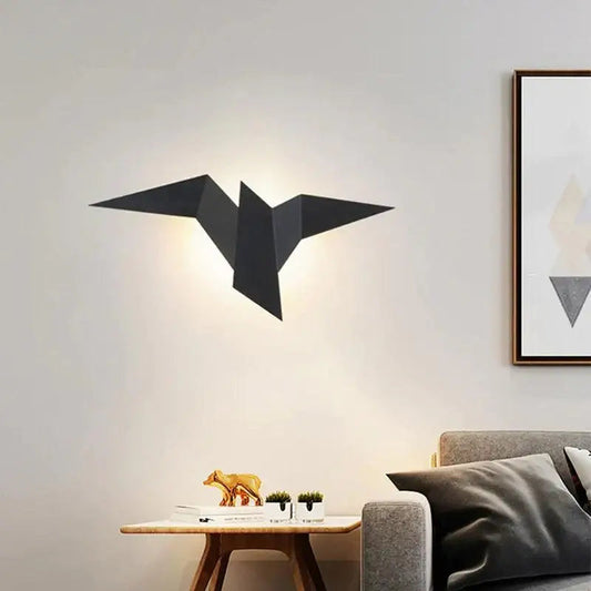 Lampe Murale LED Oiseau Design Noir et Or - PanierRoyale