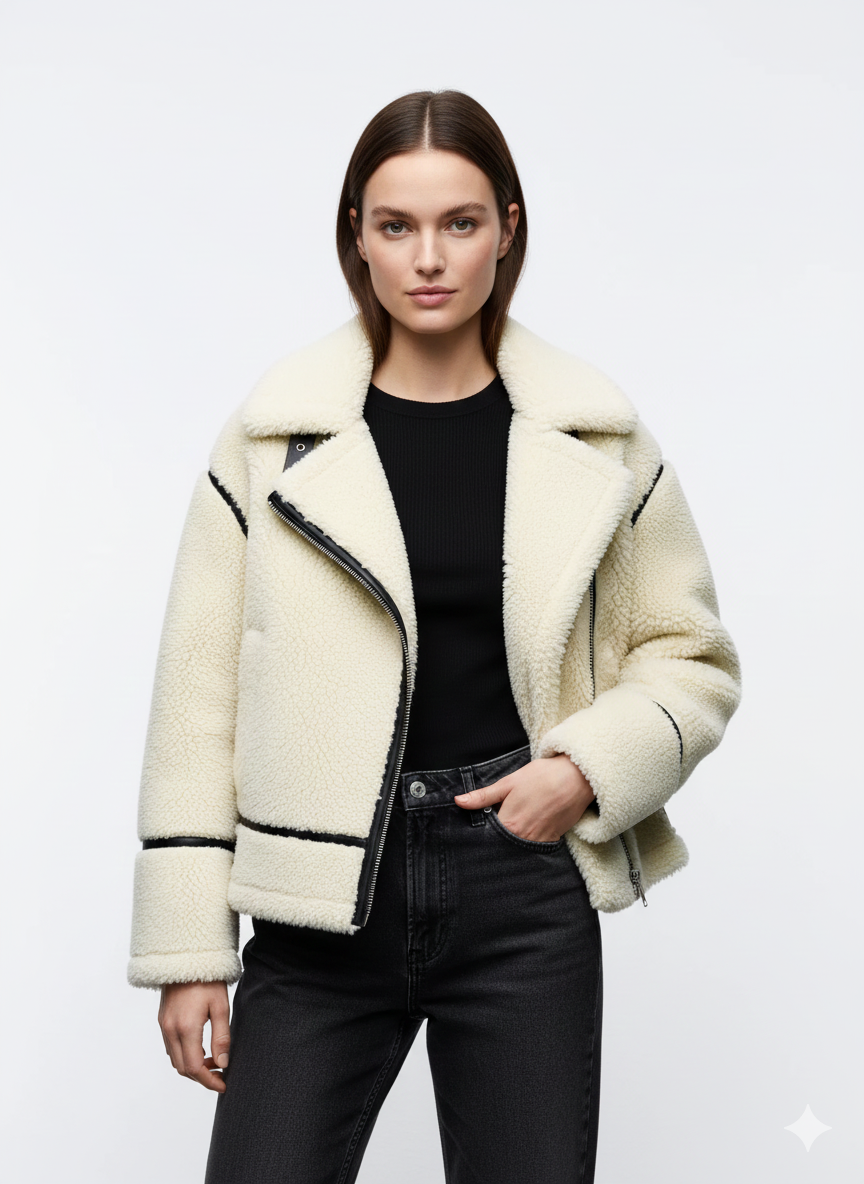 Manteau Peluche Femme - Veste Hivernale Beige Confortable et Détendue - PanierRoyale