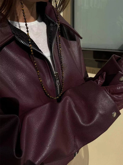 Blouson Cuir Synthétique Féminin