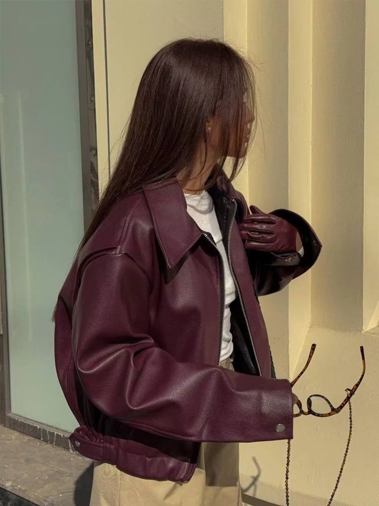 Blouson Cuir Synthétique Féminin