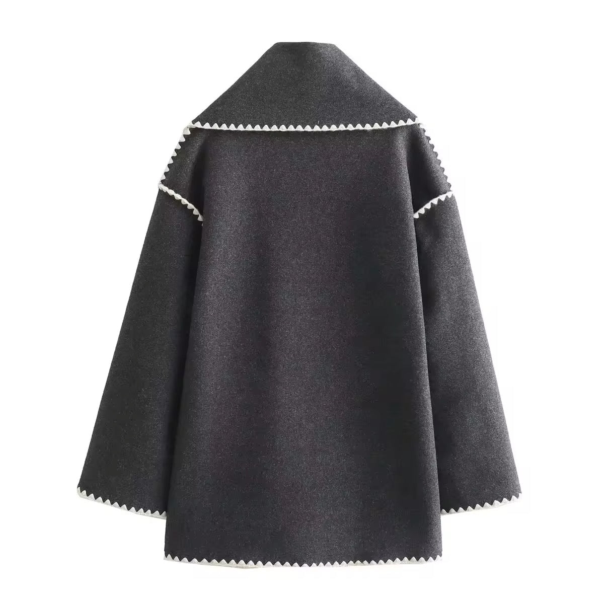 Manteau Femme Laine Tweed Col Rond Coupe Ample