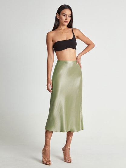 Jupe Femme Taille Haute Mi-Longue Élégante