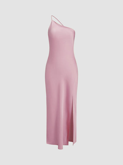 Robe de Soirée Satin Longue avec Bretelles Fines Élégante