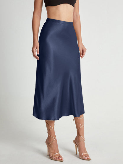 Jupe Femme Taille Haute Mi-Longue Élégante