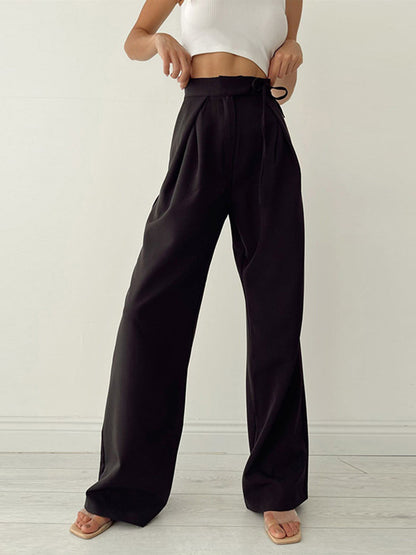 Pantalon Femme Taille Haute Décontracté Beige