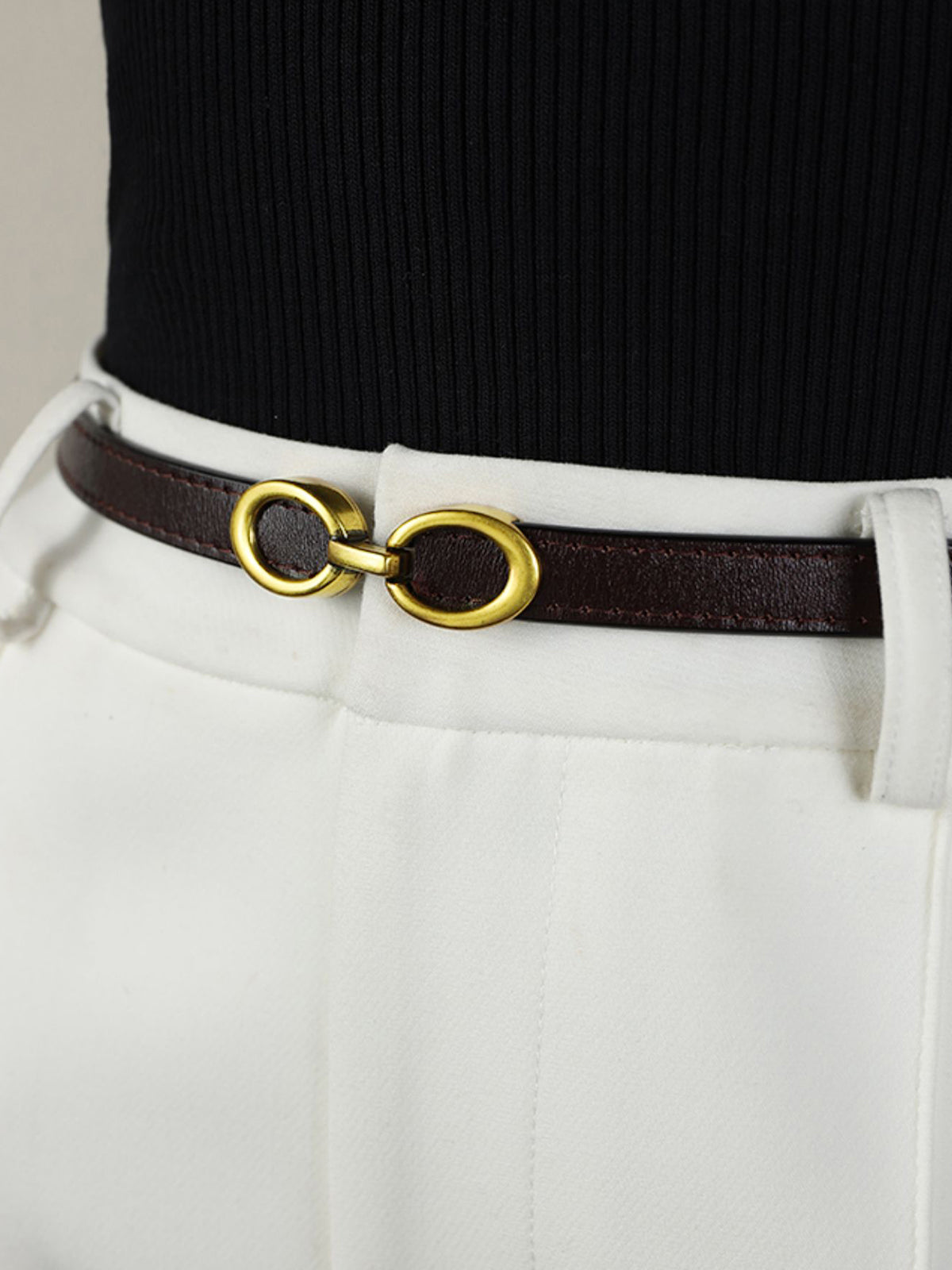 Ceinture en Cuir Étrog avec Boucle Or - BerlinGlamour