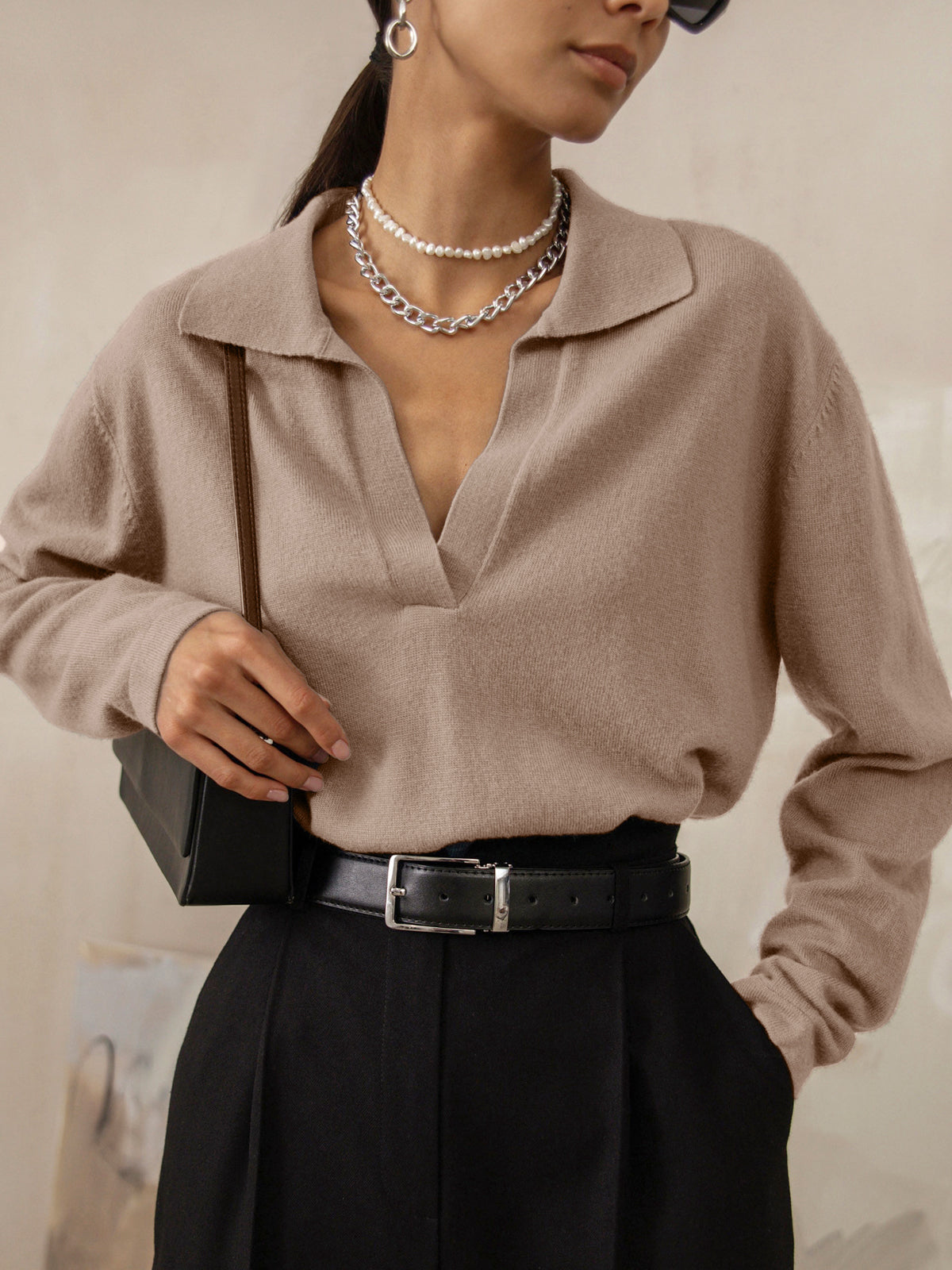 Pull Femme Maille Col Polo Coupe Décontractée - PanierRoyale