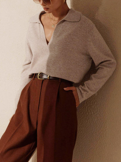 Pull Femme Maille Col Polo Coupe Décontractée