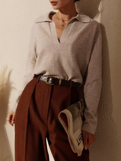 Pull Femme Maille Col Polo Coupe Décontractée